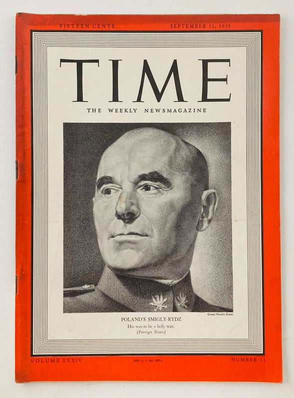 VTG Time Magazine September 11 1939 Vol 34 No. 11 Poland's Edward Rydz-Śmigły