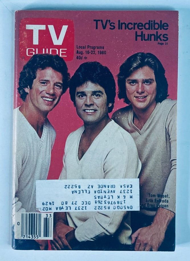 TV Guide Magazine August 16 1980 #1429 Tom Wopat, Erik Estrada Phoenix Ed.