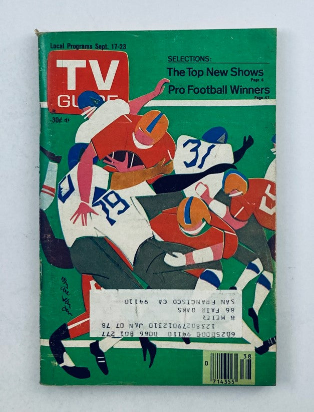 TV Guide Magazine September 17 1977 #1277 Football Season San Francisco Metro Ed