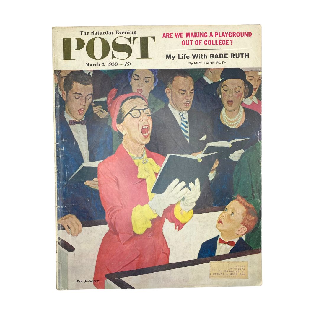 Saturday Evening Post Magazine March 7 1959 Mrs. Bellows Can Sing - Dick Sargent