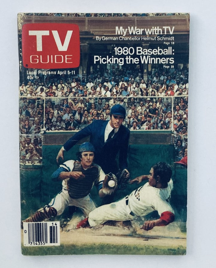 TV Guide Magazine April 5 1980 Baseball Winners South Georgia Ed. No Label