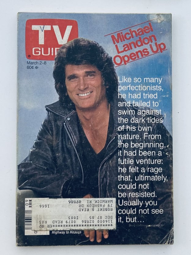 Cover of TV Guide Magazine March 2, 1985 featuring Michael Landon, highlighting his personal insights with a vintage design.
