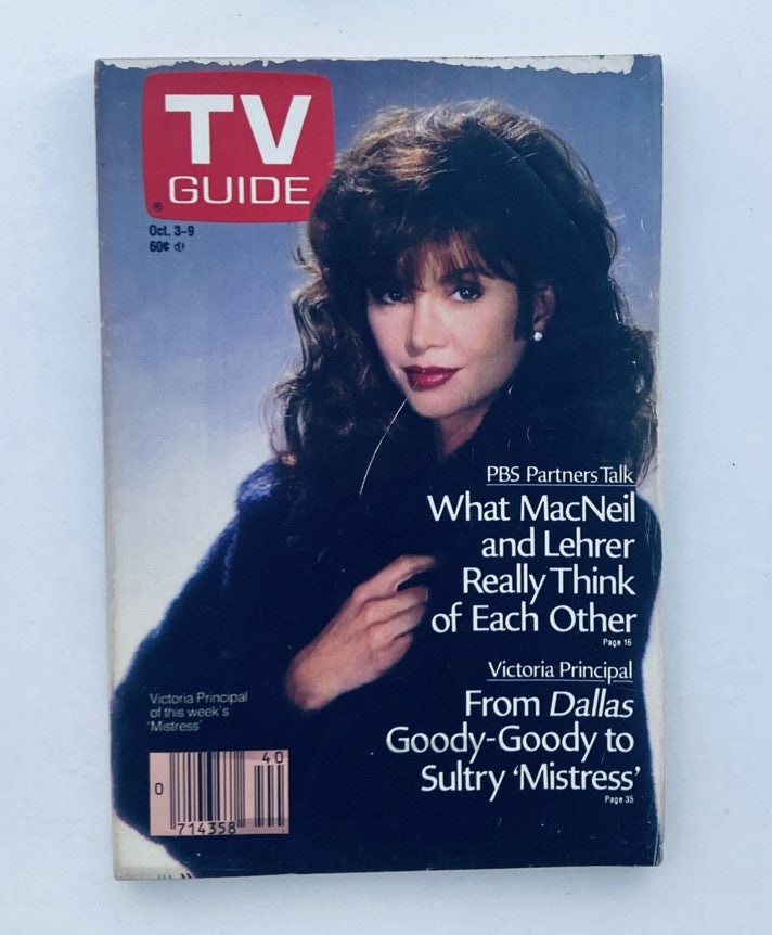 TV Guide Magazine October 3 1987 Victoria Principal Pittsburgh Metro Ed No Label