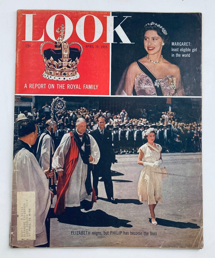 VTG Look Magazine April 19 1955 Vol 19 No. 8 Elizabeth II and Philip