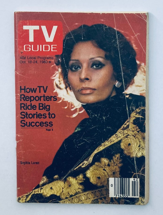 TV Guide Magazine October 18 1980 Sophia Loren Kansas State Ed. No Label