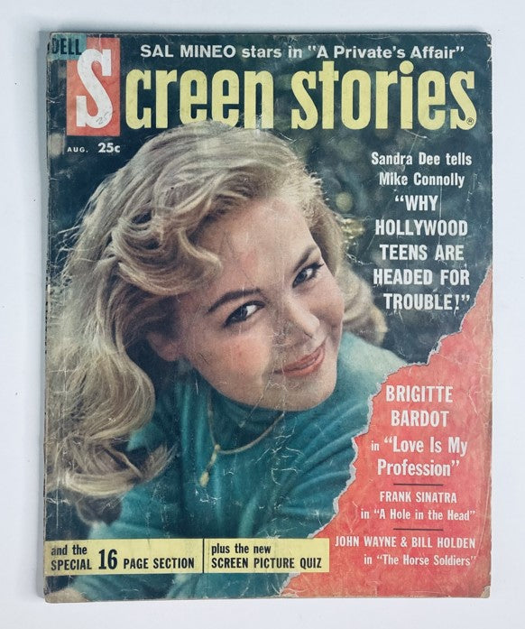 VTG Screen Stories Magazine August 1959 Vol 58 No. 7 Sandra Dee No Label