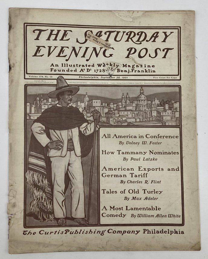 Saturday Evening Post Illustrated Cover Magazine September 28 1901 Old Turley