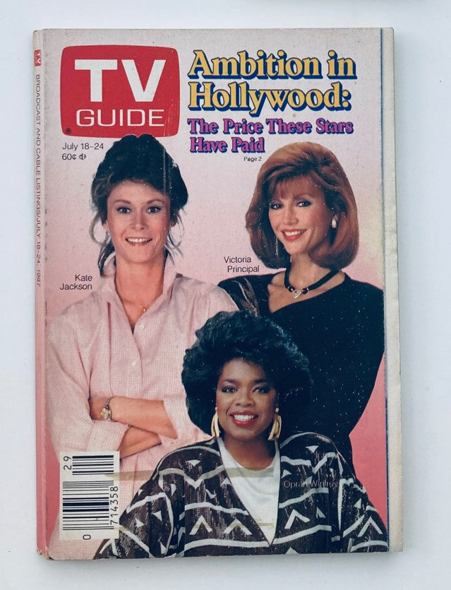 TV Guide Magazine July 18 1987 Oprah Winfrey, Kate Jackson Pittsburgh Metro Ed.