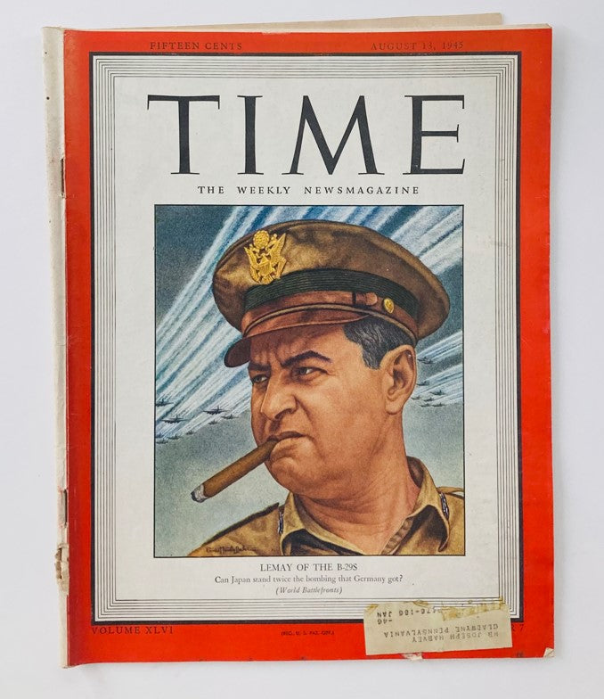 VTG Time Magazine August 13 1945 Vol 46 No. 7 Curtis LeMay of The B-29S