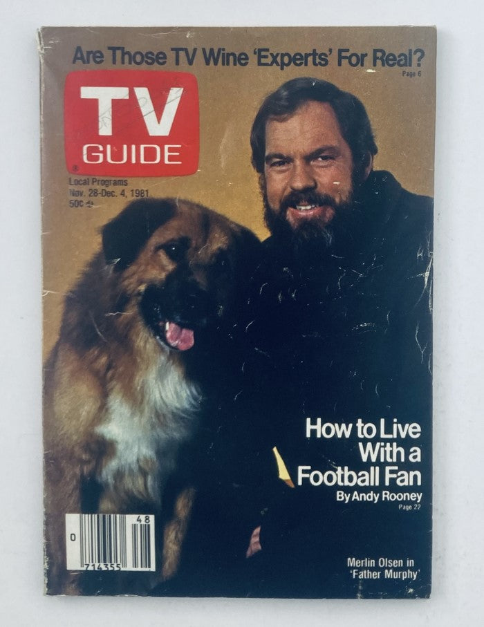 TV Guide Magazine November 28 1981 Merlin Olsen PA Metro Ed. No Label