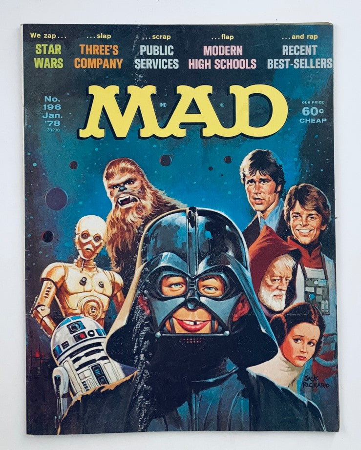 Mad Magazine January 1978 No. 196 Star Wars & 3's Company 6.0 FN Fine No Label