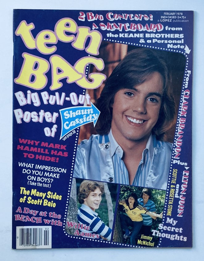 VTG Teen Bag Magazine February 1978 Shaun Cassidy and Mark Hamill No Label