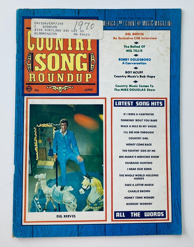 VTG Country Song Roundup Magazine June 1970 Del Reeves and Bobby Goldsboro