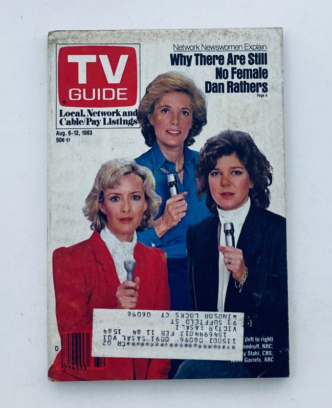 TV Guide Magazine August 6 1983 Network Newswomen Hartford-New Haven Ed.