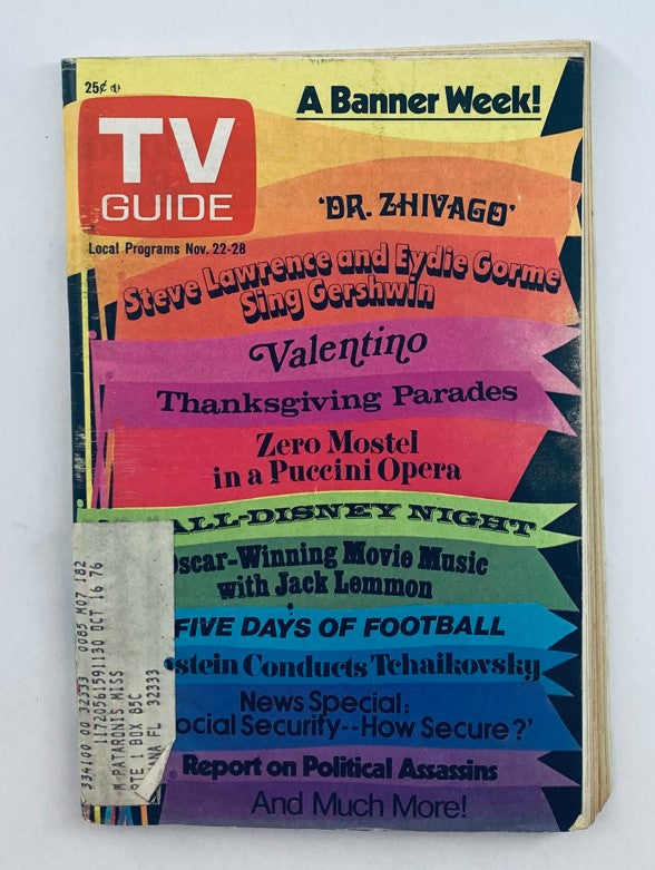 TV Guide Magazine November 22 1975 #1181 A Banner Week Northern Florida Ed.