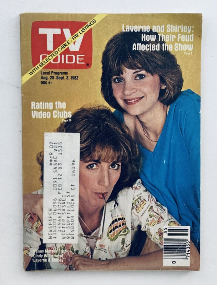 TV Guide Magazine August 28 1982 Penny Marshall Hartford-New Haven Ed.