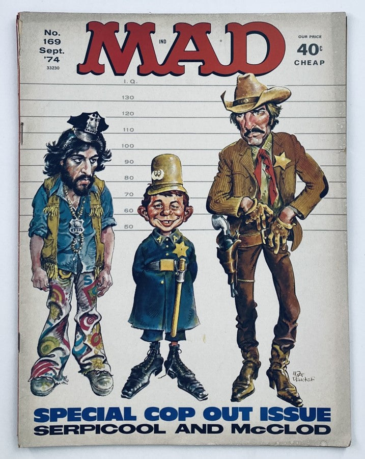 Mad Magazine September 1974 No. 169 Serpicool Movie Satire 2.0 GD Good No Label