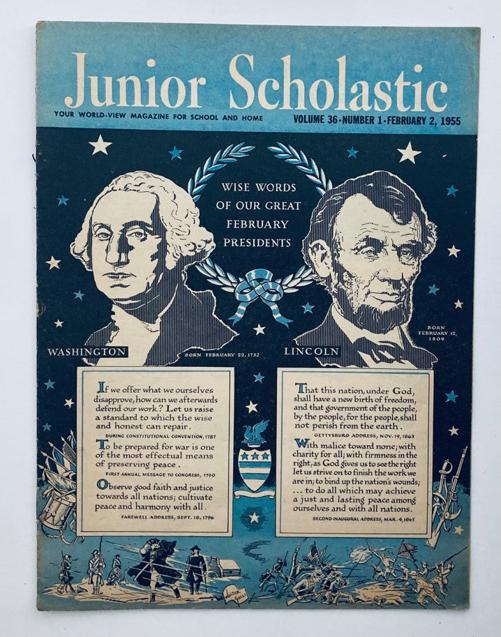 VTG Junior Scholastic Magazine February 2 1955 Washington & Lincoln No Label