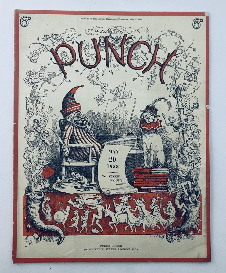 VTG Punch Magazine May 20 1953 Vol 224 No. 5876 WWII Cartoon & Humour No Label