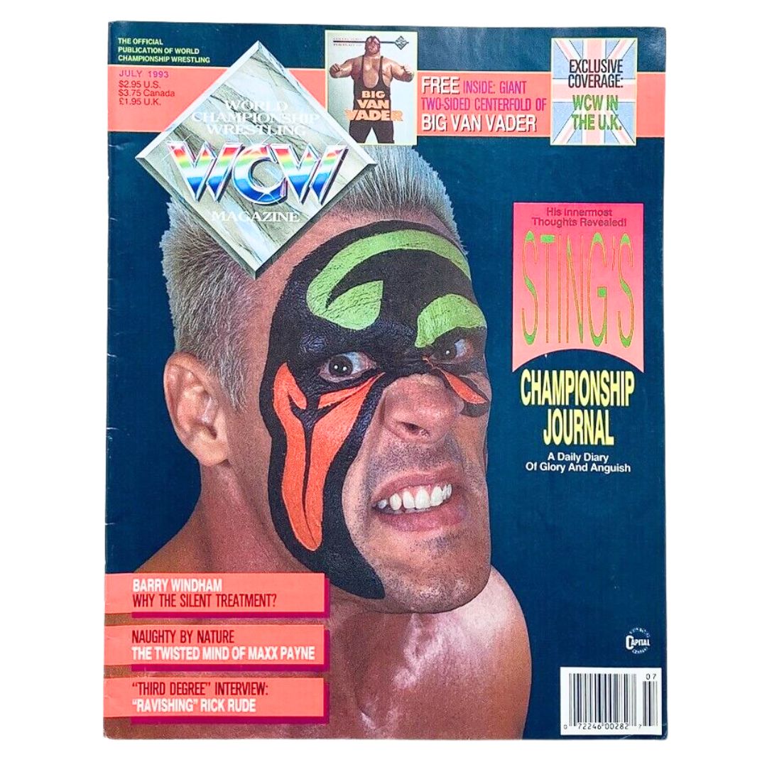 WCW Wrestling Magazine July 1993 Sting and Big Van Vader w Poster No Label