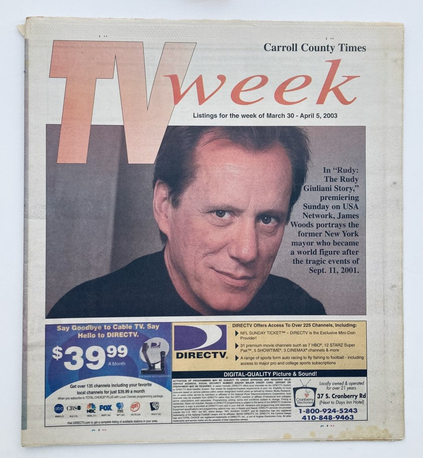 TV Week Magazine March 30 2003 James Woods as Former New York Mayor No Label