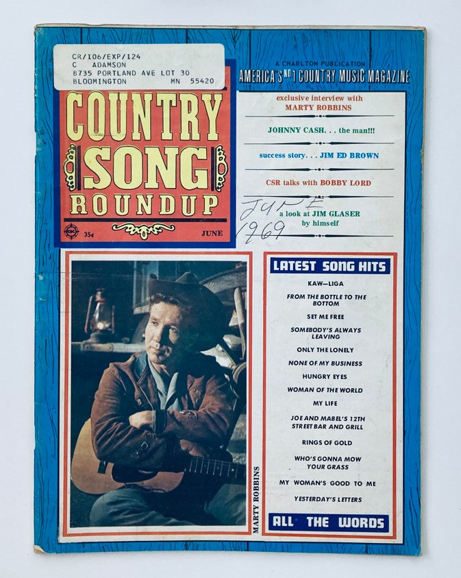 VTG Country Song Roundup Magazine June 1969 Marty Robbins and Johnny Cash