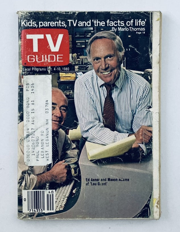 TV Guide Magazine October 4 1980 #1436 Ed Asner, Mason Adams New Hampshire Ed.