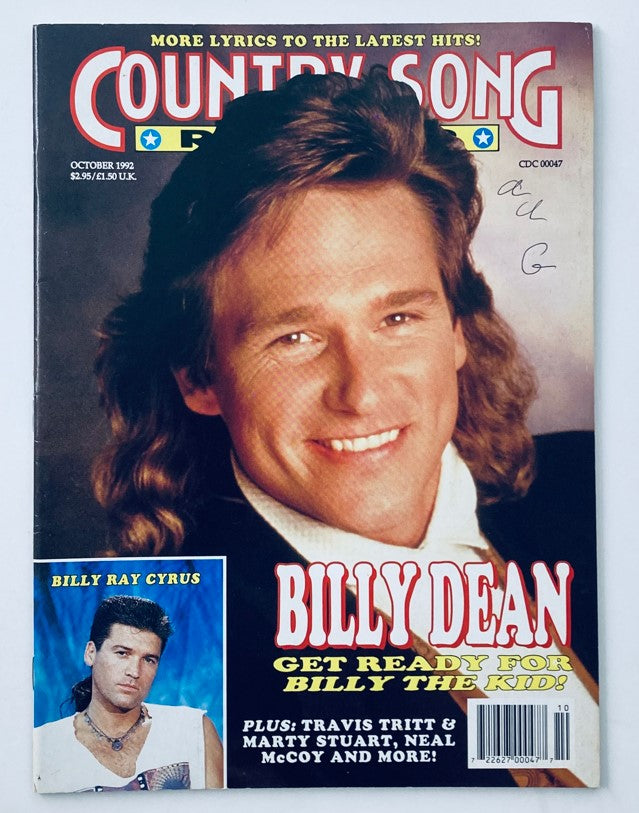 Country Song Roundup Magazine October 1992 Billy Dean & Billy Ray Cyrus No Label