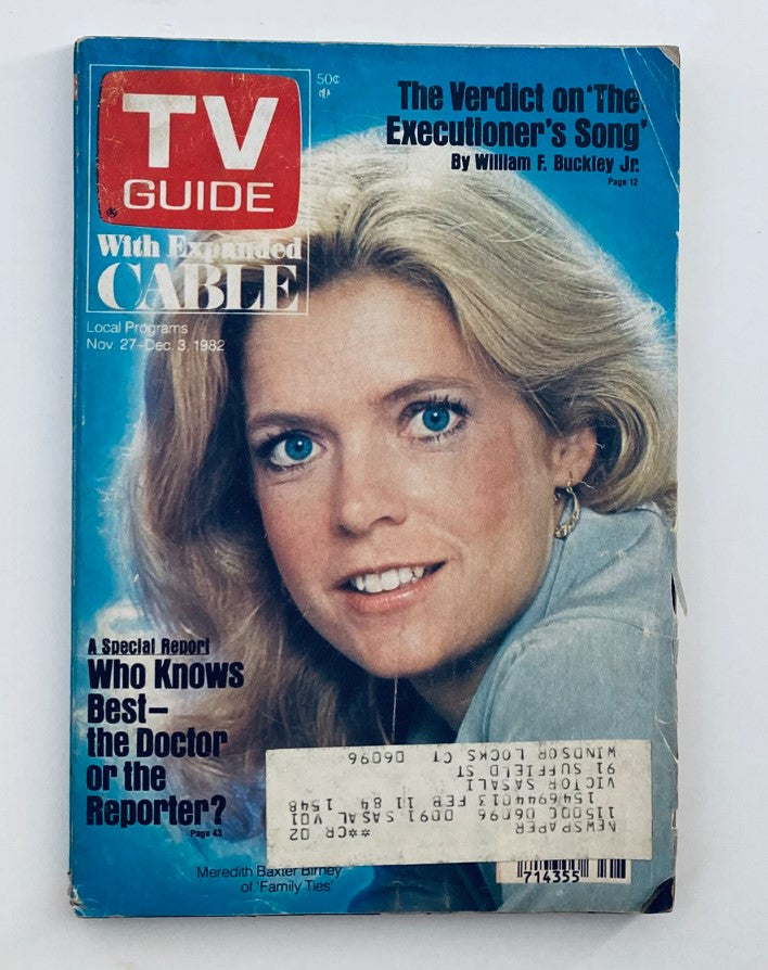 TV Guide Magazine November 27 1982 Meredith Baxter Birney Hartford-New Haven Ed.