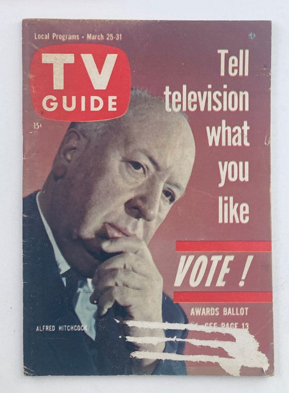 TV Guide Magazine March 25 1961 Alfred Hitchcock Kansas State Ed.