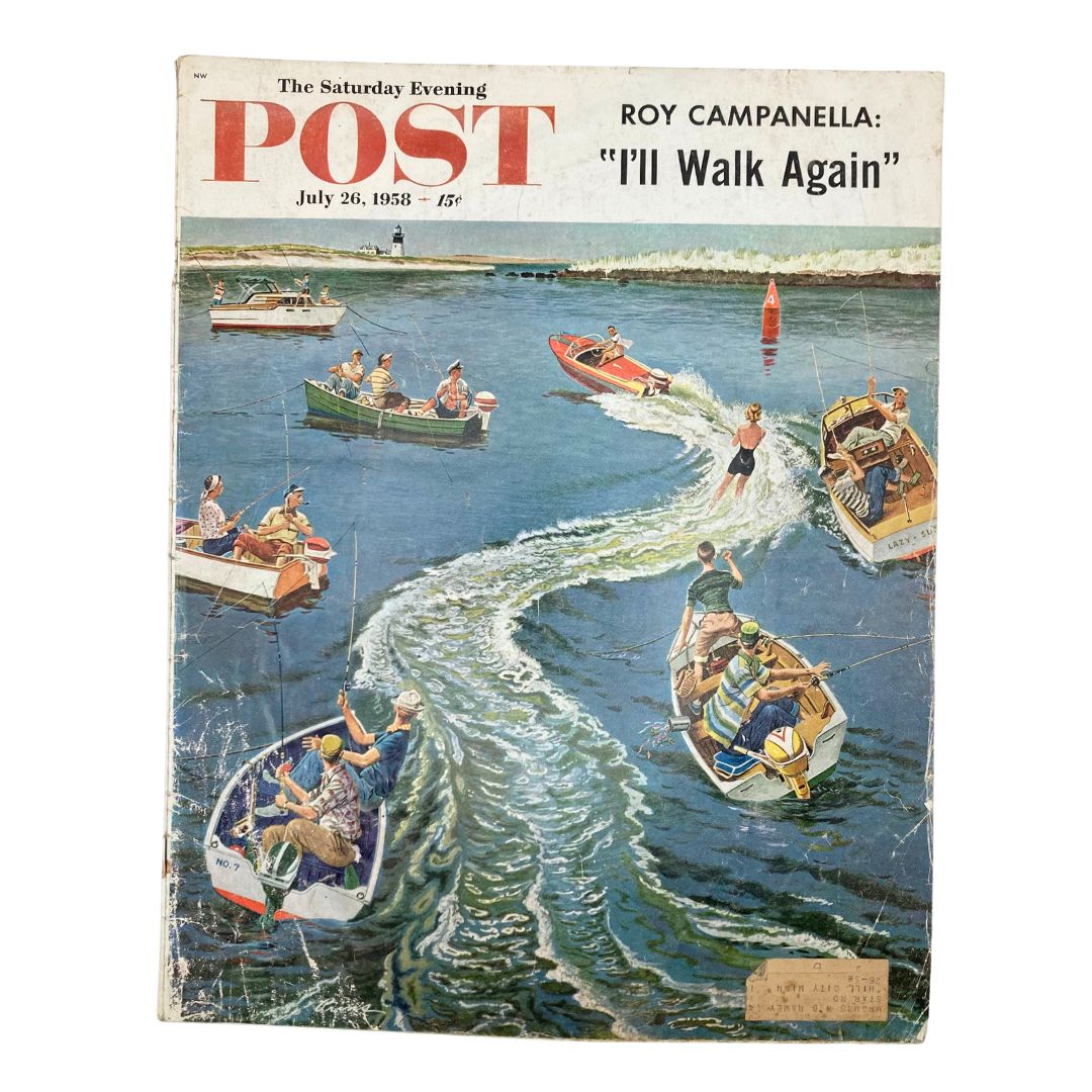 RES* Saturday Evening Post Magazine July 26 1958 Boatmen Scene - Ben Prins