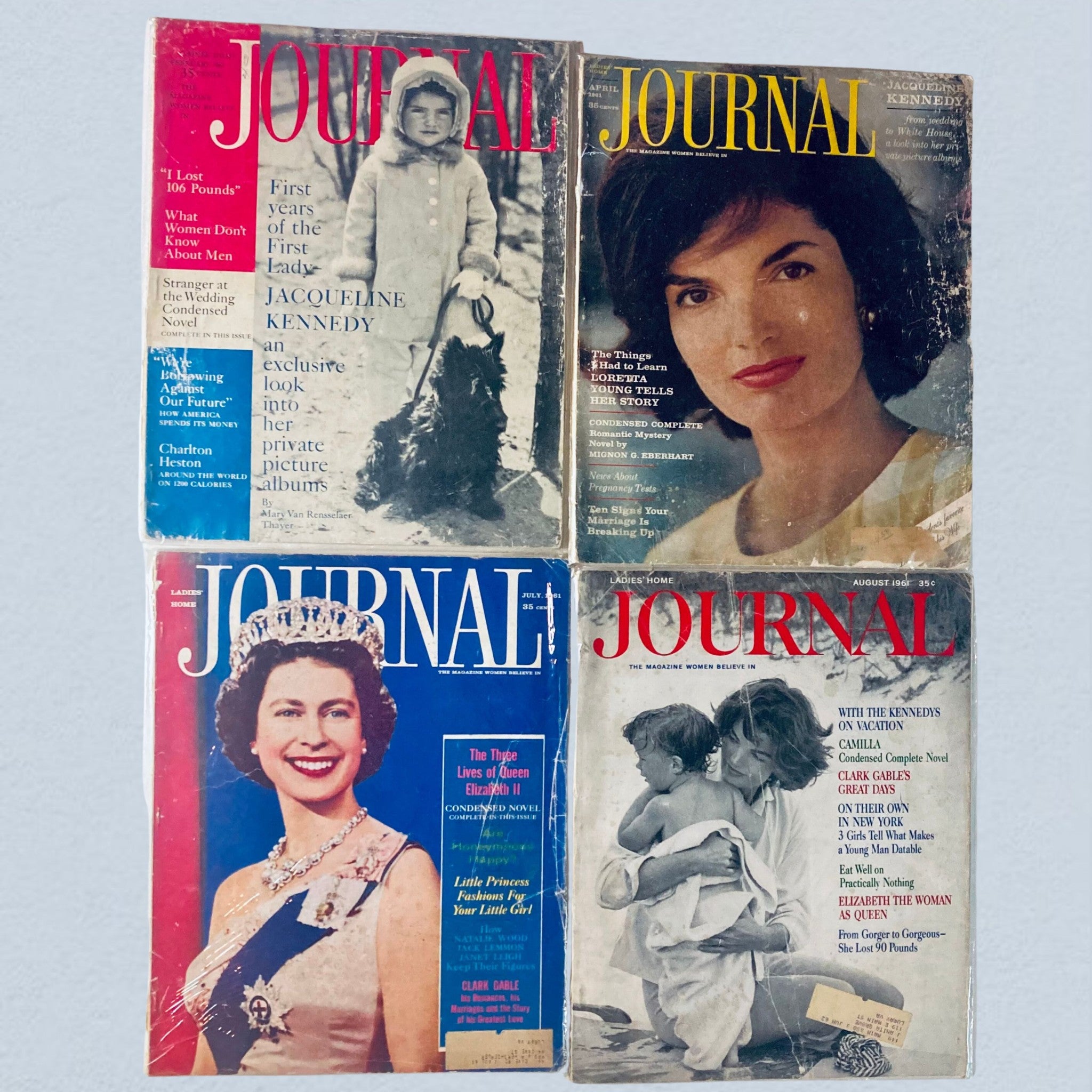 VTG Ladies' Home Journal Magazine Lot of 4 1961 Jackie Kennedy, Queen Elizabeth