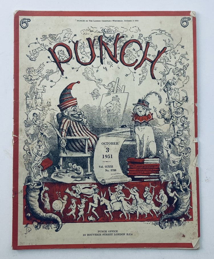 VTG Punch Magazine October 3 1951 Vol 221 #5788 WWII Cartoon & Humour No Label