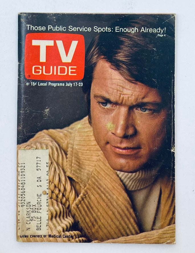 TV Guide Magazine July 17 1971 Issue #955 featuring Chad Everett on the cover, showcasing the magazine design and promotional content.
