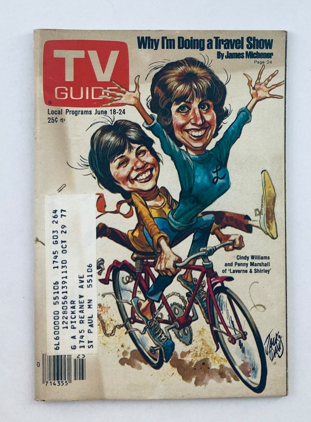 TV Guide Magazine June 18 1977 #1264 Cindy Williams Minneapolis-St. Paul Ed.