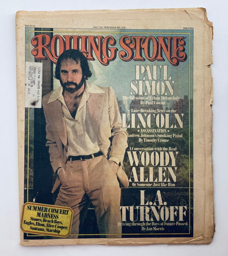 VTG Rolling Stone Magazine July 1 1976 Issue 216 Paul Simon Urban Melancholy