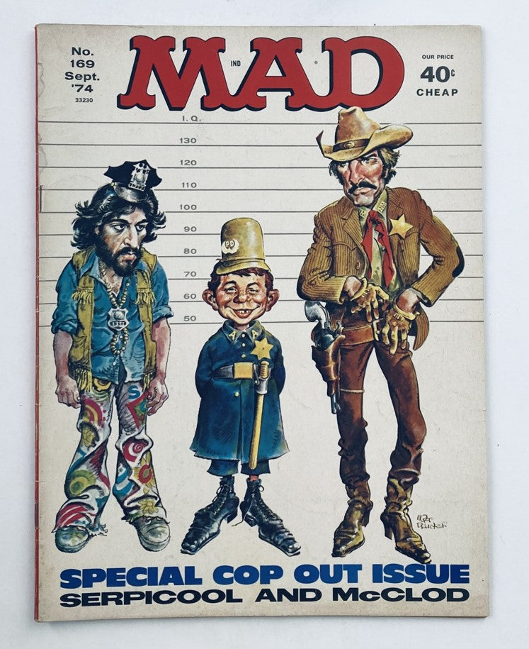 Mad Magazine September 1974 No. 169 Serpicool and McClod 6.0 FN Fine No Label