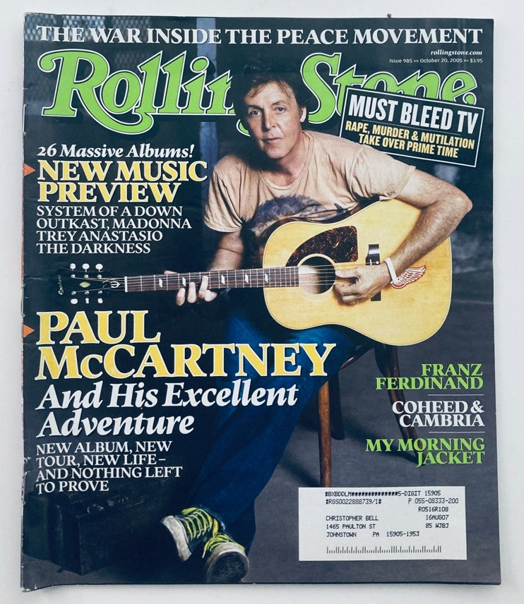 Rolling Stone Magazine October 20 2005 Issue 985 Paul McCartney & New Album