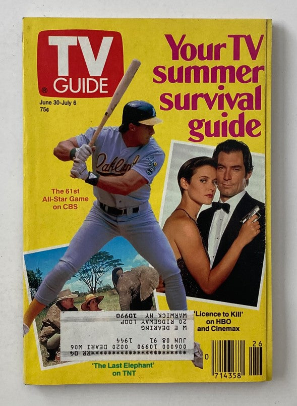 TV Guide Magazine June 30 1990 Jose Canseco, Timothy Dalton NY Metro Ed.