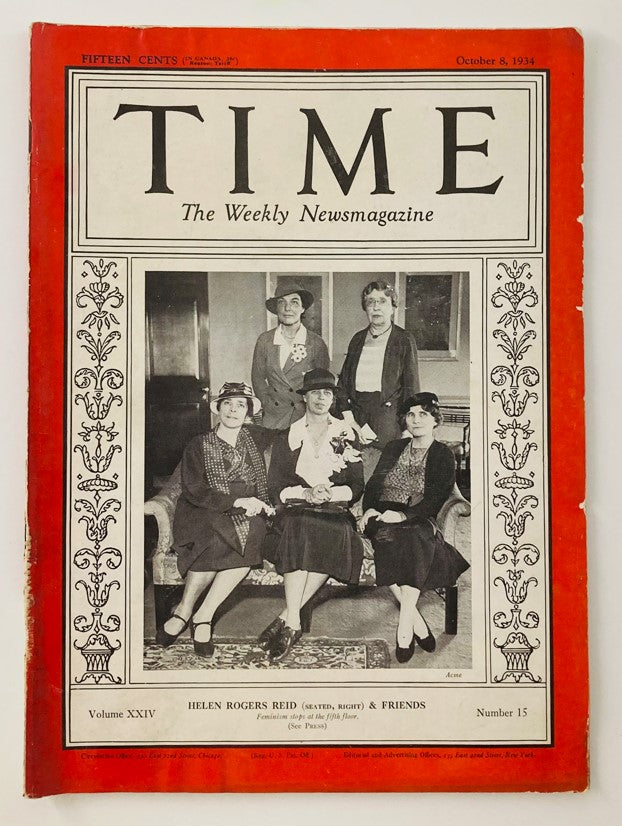 VTG Time Magazine October 8 1934 Vol 24 No. 15 Helen Rogers Reid & Friends