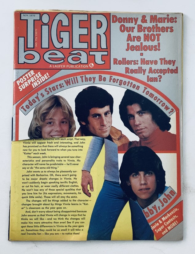 VTG Tiger Beat Magazine November 1976 Donny & Marie Osmond No Label