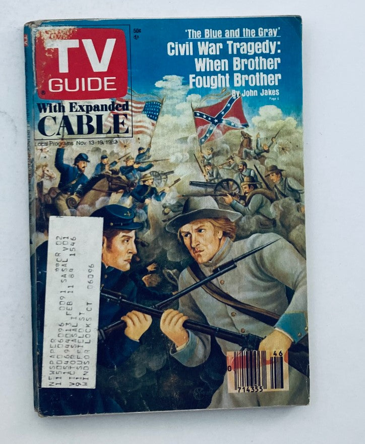 TV Guide Magazine November 13 1982 Civil War Tragedy Hartford-New Haven Ed.