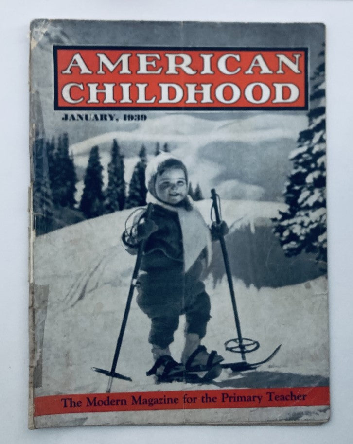 VTG American Childhood Magazine January 1939 Lisa, the Ski Baby No Label