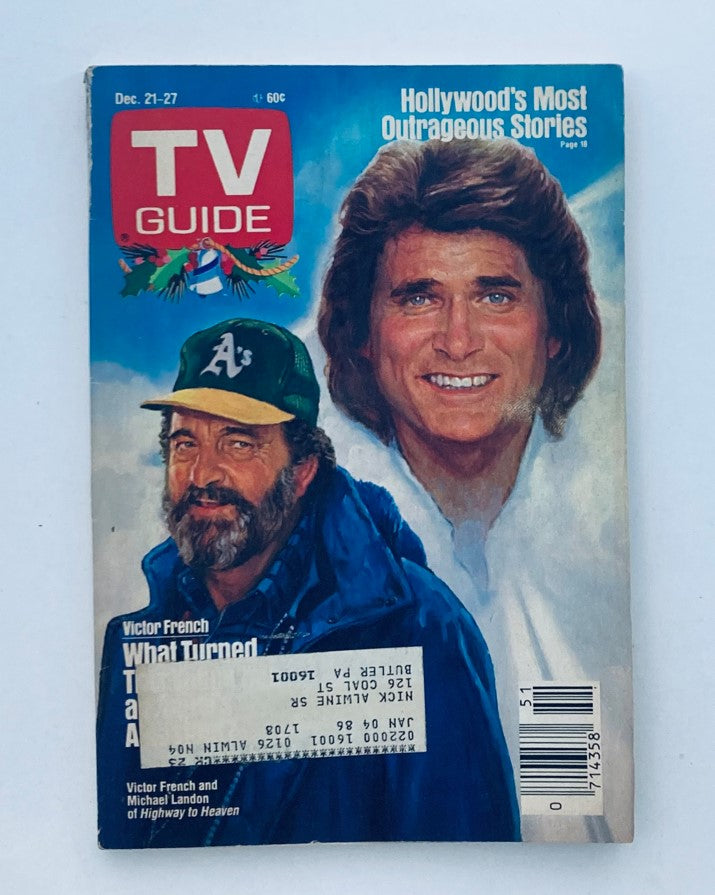 TV Guide Magazine December 21 1985 Michael Landon Pittsburgh Metro Ed.