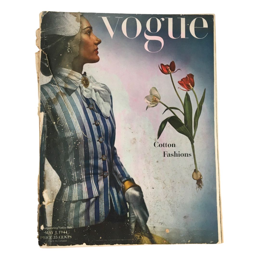 VTG Vogue Magazine May 1 1944 Cotton Fashions Corporating Vanity Fair No Label