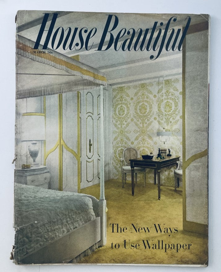 House Beautiful Magazine March 1958 The New Ways to Use Wallpaper No Label