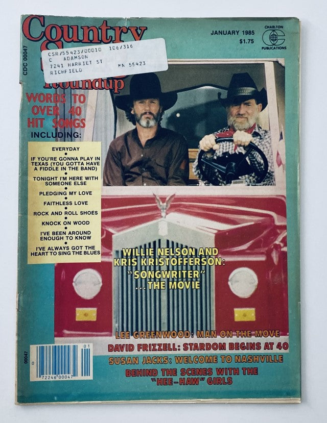 VTG Country Song Roundup Magazine January 1985 Willie Nelson, Kris Kristofferson