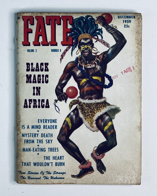 VTG Fate Magazine December 1950 Vol 3 No. 8 Black Magic in Africa No Label