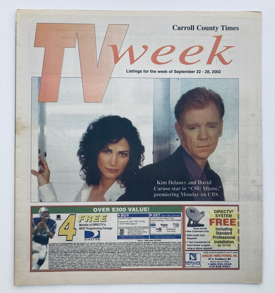 TV Week Magazine September 22 2002 Kim Delaney and David Caruso No Label