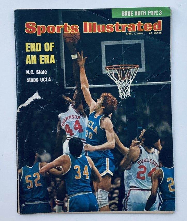 VTG Sports Illustrated Magazine April 1 1974 NC State Stops UCLA No Label